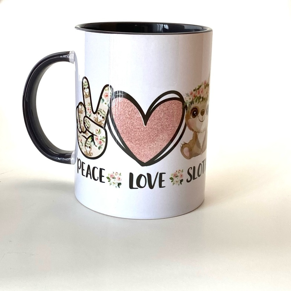 Peace Love Sloths Coffee Mug 15 oz